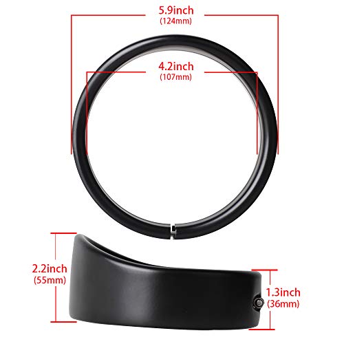 Image of NTHREEAUTO 4.5 inch Motorcycle Fog Light Visor Trim Ring Passing Lamp Frenched Rings Auxiliary Lights Decorate Accessories Compatible with 1962-later Harley (Matte Black)