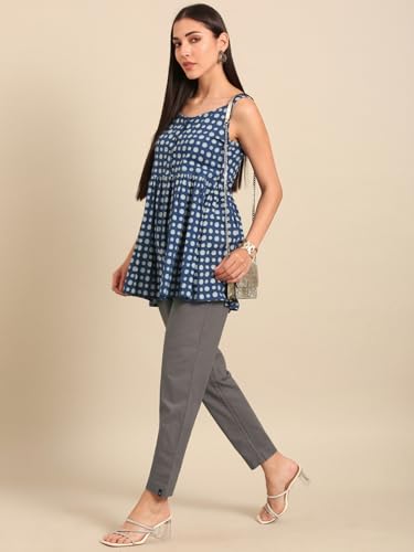 Image of TWIN BIRDS Women Cotton Straight Fit Pants | Ethnic Casual Daily Trousers