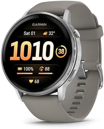 Garmin Relógio Venu 4 Prata 45mm com Pulseira de Silicone Cinza