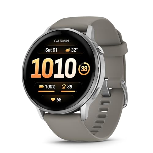 Garmin Venu® 4, 45mm, Advanced Health and Fitness GPS Smartwatch, Bright and Colorful Display, Built-in Flashlight, 12 Days of Battery Life, Silver with Silver Gray Silicone Band