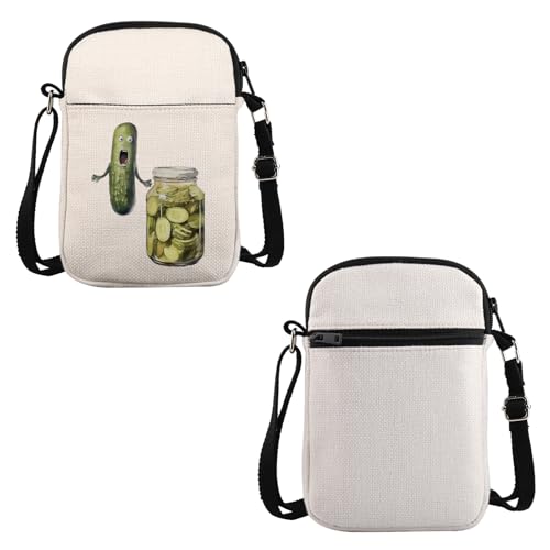 VAMSII Pickle Lover Gift Pickled Cucumber Crossbody Bag Who Loves Pickles Travel Bag Cucumber Meme