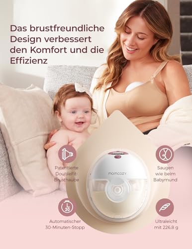 Momcozy M5Smart Milchpumpe Elektrische, handsfree App-steuerbar 2 Pack Rot – Ansicht 4