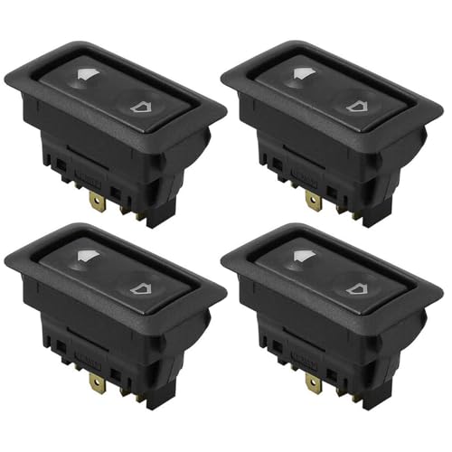 TA-VIGOR 4pcs Universal Power Window Switch DC 12V 24V, 6 Pins Momentary Electric Illuminated Car Window Switch (Green Light Color)