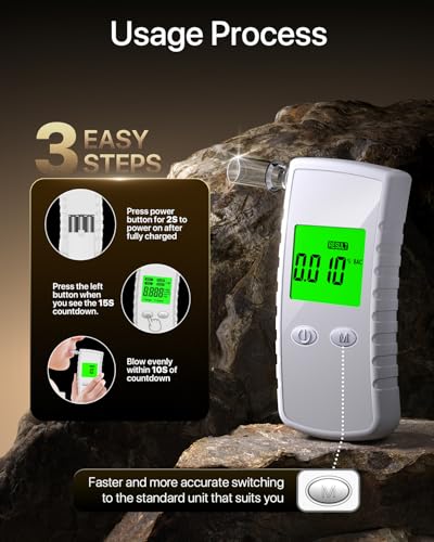 BACZGIF 2024 Upgraded Alkoholtester-Mundstücke, Professioneller Promillemessgerätmit LCD-Digitalanzeige kompatibel mit Atemalkohol-Testern mit 10 Mundstücken und Tragetasche (Milky White)