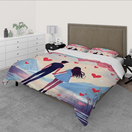 Housse de couette rose arbre en fleurs lit double romantique - 3