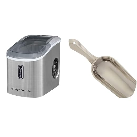 Igloo ICE103 Counter Top Ice Maker with Over-Sized Ice Bucket, Stainless Steel & 4 Ounce Stainless Steel Ice Scoop