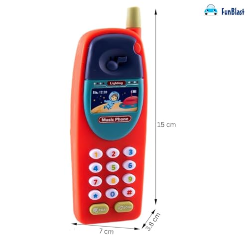 Image of FunBlast Cartoon Musical Mobile Phone for Kids, Mobile with Light & Sound Toys for Babies | Educational Toys for Kids 3+ Years /Boys /Girls-1 Unit (Red-C)