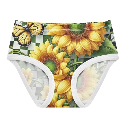 Sunflowers Checkered Toddler Underwear Floral 2t Cotton Panties Little Girl Animals Briefs Kids Undies