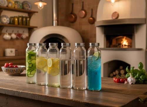 Image of Vency Glass Water Bottle for Fridge, 800ml, Transparent, Leakproof Flip Cap, Airtight Seal, for Milk, Juice, Cold Beverages, Durable, Scratch-Proof, Freezer Safe (Set of 1)