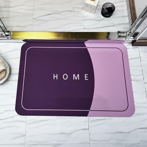 Image of MAXOSHINE PVC Bathroom Mats Anti Slip | Water Absorbent Bath Floor Mat | Quick Dry Anti Skid Bathroom Mats for Home | Door Mat for Wet Area 40x60 CM (Home Purple)