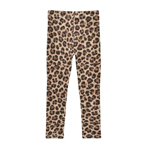 Brown Leopard Skin Print Girls Leggings Kids Yoga Pants Dance Active Tights 4T2
