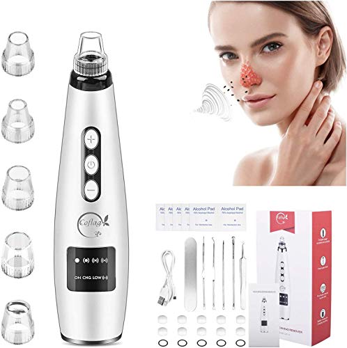 Blackhead Remover Pore Vacuum Cleaner, BONROB Pore Facial Tools, Acne Comedone Extractor Kit with 5 Replaceable Suction Heads & USB Charging Cable (included acne needles), for Women and Men BJHF-15