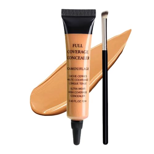 Image of Under Eye Concealer + Brush, 24H Full Coverage Brightening Concealer For Dark Circles, Fine Lines, Anti-Aging Color Correcting Cream - 0.4 fl oz (05#Nude+Brush)