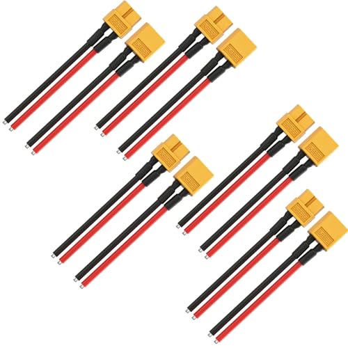 RioRand XT60 Male & Female Connector Pigtail, 14AWG 100mm Silicone Wire for RC ESC, Quadcopter, RC Car, Boat, RC Lipo Battery 5PCS