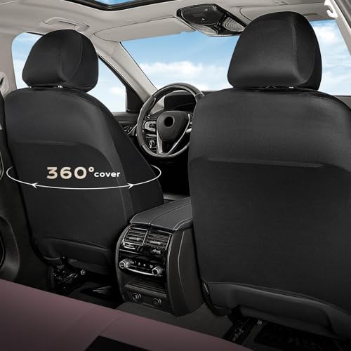 Image of Coverado Car Seat Covers Front Seats, Luxury Leather Car Seat Covers, Automotive Mesh Seat Covers 2 Pack, Airbag-Compatible, Black Pink Seat Covers for SUV Sedan Truck