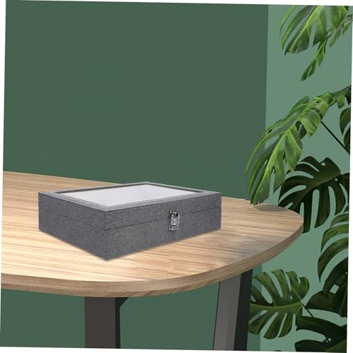 Plateau de rangement en lin gris à 8 compartiments pour lunettes
