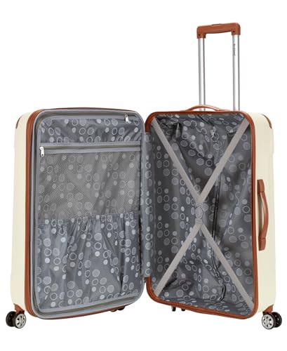 Image of Rockland London Hardside Expandable Spinner Wheel Luggage, White, Checked-Large 28-Inch