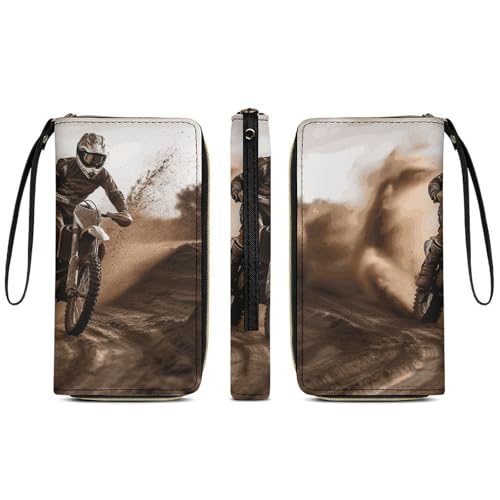 Women Wallets Motocross Leather Wallet for Women Thin Wallet with Zipper Pocket Card Holder3