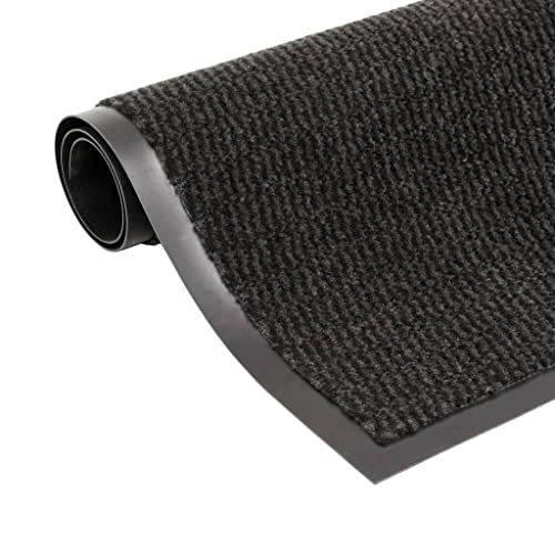 Fisinber Felpudo rectangular 90 x 150 cm, negro, polipropileno con refuerzo de goma antideslizante, moderno pasillo para entrada, puerta de casa y terrazas al aire libre