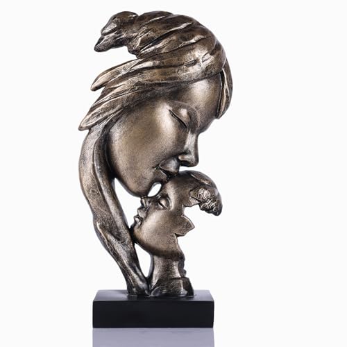 Estatua Abstracta Madre Besando a Hijo en Resina Bronce