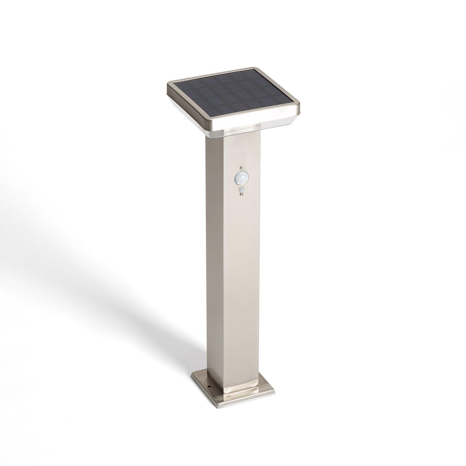 LEDKIA LIGHTING Lampioncino per Esterni Solare LED 5W 50cm Alluminio con Sensore di Movimento Barton Square Argento