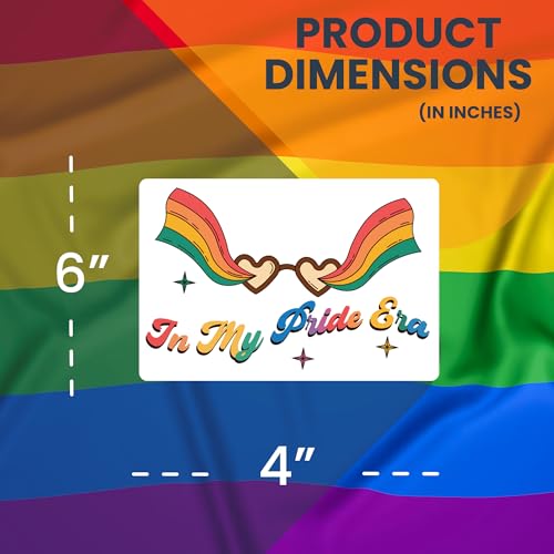 Image of Magnet Me Up I'm in My Pride Era LGBTQ Magnet Decal, 6x4 Inch, Rainbow Support Gay Pride and Equality, Love Conquers All, Automotive Magnet for Car, Truck, Or Any Magnetic Surface, Made in USA