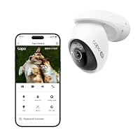TP-Link Outdoor Pan/Tilt Security Wi-Fi Camera, 4K 8MP, Local Facial Recognition, 360° AI Tracking, Starlight Colour Night Vision, Wi-Fi 6 Dual-Band Connection, IP66, Free Detection (TC46)