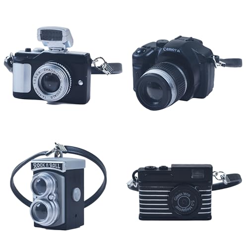 NWFashion 4pcs Mini Digital Camera Products Package 1:6 Scale Miniature SLR Camera Decoration Accessories