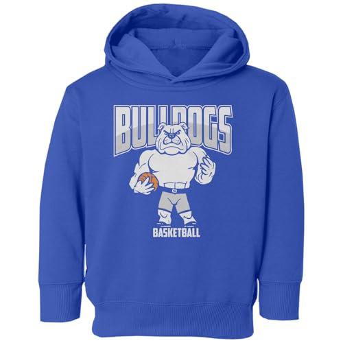 DREAM EVERLY Des Moines Game Day Hoops Apparel - Bulldog Fans Toddler Hooded Sweatshirt (Royal, 2T)