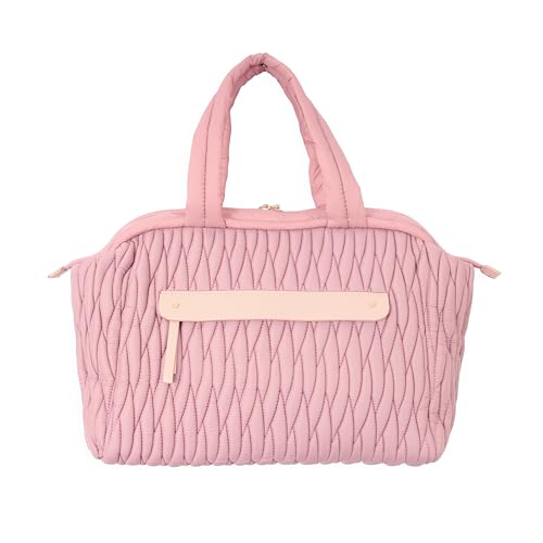 Kind Love Bolsa Feminina Transversal Grande, Matelassê Rosa, Alça Dupla, Alça Transversal Removível, tecido de Poliéster resistente à Água