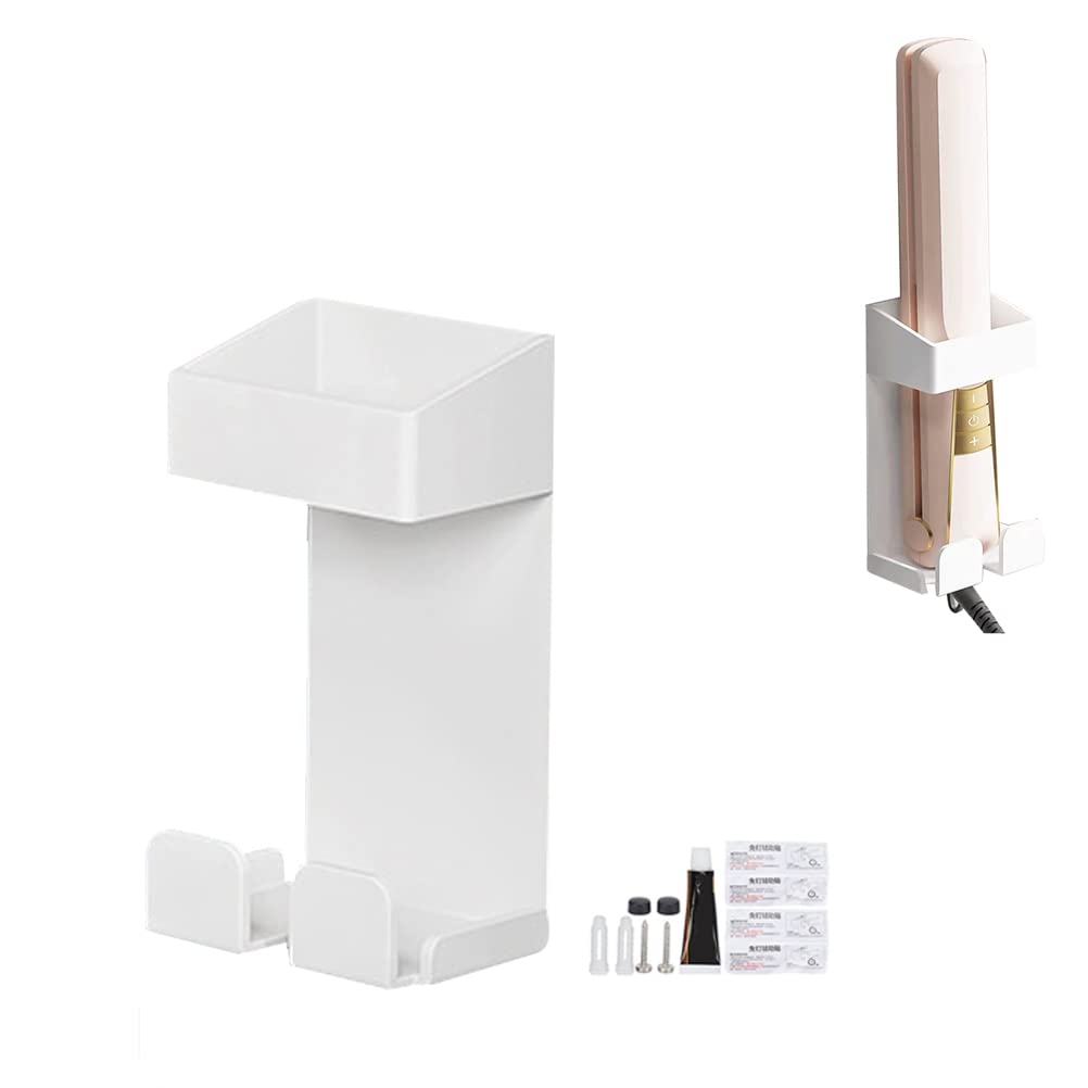 Soporte para secador de pelo de acero inoxidable para montaje en pared, soporte para rizador, cesta organizadora de almacenamiento de herramientas de peinado para sostener secador de pelo,