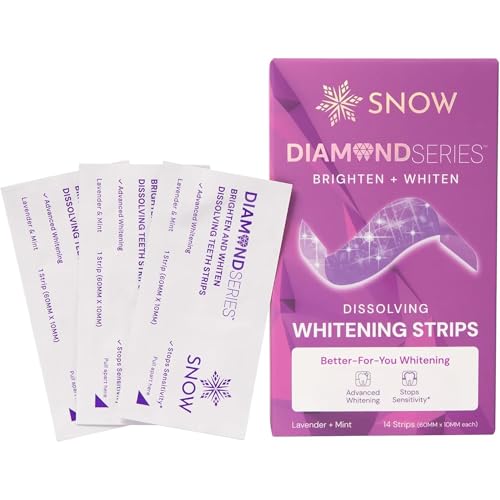 Snow Diamond Series Purple Whitening Strips - Dissolving Teeth Whitening Strips for Sensitive Teeth, Instant Brightening with Hydroxyapatite, Color-Correcting Purple Formula, 42 Count