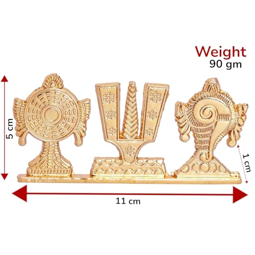 Image of KridayKraft Tirupati Balaji Symbol Stand Shankh Chakra Namah Gold Plating Antique Decorative for Car Dashboard Home & Office Table Showpiece Figurines,Religious Gift Idol...