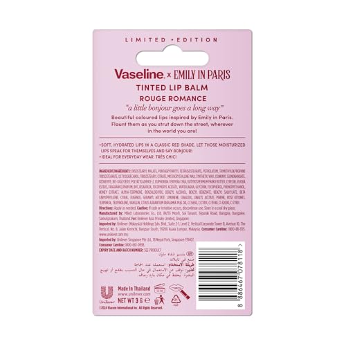 Image of Vaseline Rouge Romance | Emily in Paris Limited Edition | Red Tinted Lip Balm Stick, 24H* Moisturization, 3g