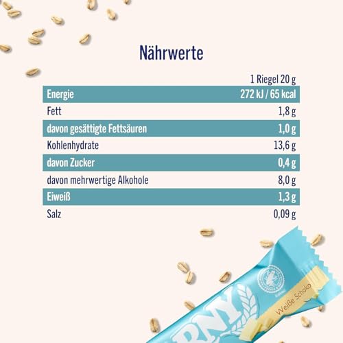Müsliriegel Corny free Weiße Schoko, ohne Zuckerzusatz, 65 kcal pro Riegel, 60x20g