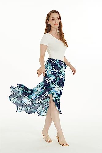 Image of Family Matching Hawaiian Clothes, Orchid Breeze Navy | Lightweight 100% rayon • Family matching outfits • Beach vacations • Luaus • Cruises • Family photos