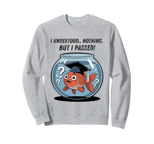Graduación de peces dorados confundidos divertido agarre escolar equipo de graduados Sudadera