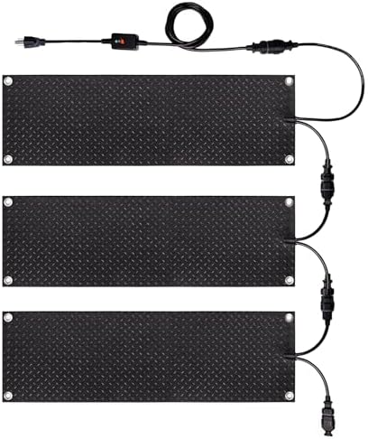 snow melting mats for stairs 6 Snow Melting Mats Outdoor 10 x 30,Anti-Slip Electric Snow Heated Walkway Mats,Winter Ice Heated Rubber Mat for Stairs Steps Floor (3PCS)