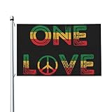 VTHXLOI One Love Jamaican Rasta Reggae Flags 3x5ft Outdoor Double Sided Flag Jamaican Flag Decor Banner for Outside Flag, Black