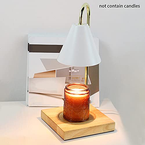 Pilarmuture Candle Warmer Lamp, Adjustable Brightness Candle Warmer Lantern With 2 Bulbs,Candle Melt Heater Burner,With Wooden Base, Home Decor Dimmable Candle Melter Lamp,For Jar Candles(White) #TOP7