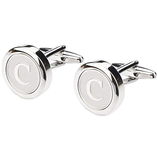 Mens Classic Stainless Steel Initial Cufflinks 26 Alphabet Initial Letter Cufflinks Business Wedding Shirts A-Z2