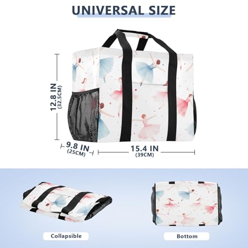 Nander Ballet Dancer Girl Foldable Tote Bag Waterproof Sandproof Women Beach Bag Handbag Gym Bag Travel Shopping Bag2
