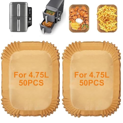 Carta da forno per friggitrice ad aria calda, 100 pezzi, rettangolare, friggitrice ad aria, carta pergamena, per Ninja Double Stack XL 9,5L SL400EU, AF400EU, Princess, altri accessori per friggitrice