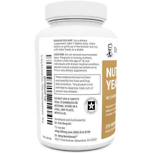 Dr. Berg Nutritionals NUT-YST-1 Dr. Berg Nutritional Yeast Tablets – Natural B12 Added - All 8 B Vitamin Complex – Organic Vanilla Flavor - 270 Vegan Tablets Dietary Supplements thumb #2