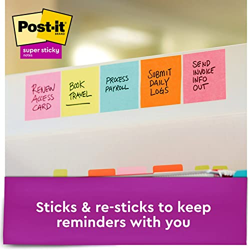 Post-It Super Sticky Notes, 3X3 In, 5 Pads, 2X The Sticking Power, Neon Pink, Recyclable (654-5Ssnp) #TOP2