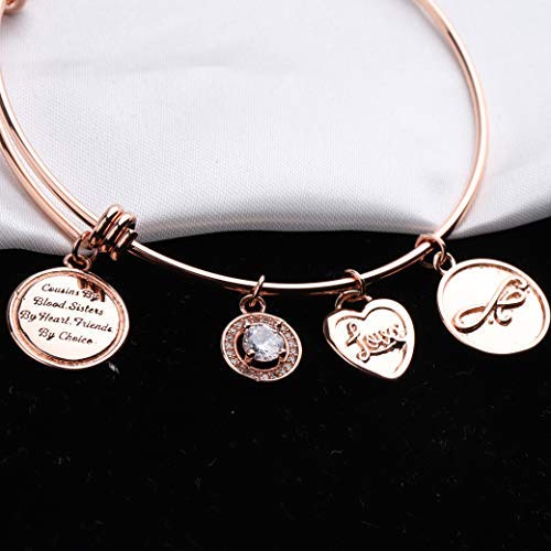 FEELMEM Cousins Bracelet Cousins By Blood Sisters By Heart Friends By Choice Bangle Bracelet Cousin Gift for Cousin Friend(rose gold) - Image 4
