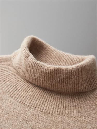 Men's Solid Merino Wool Turtleneck Pullover Sweater Thick Warm Jumpers Soft Casual Knitwear Basic Tops3