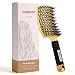 FIXBODY Boar Bristle Vent Hair Brush - Curved and Vented Detangling Hair Brush for Women Long, Thick, Curly and Tangled Hair Blow Dryer Brush (Gold)01