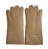TruClothing Unisex Sheepskin Napa Leather Gloves Wool Shearling Lined Warm Thermal Handwear - Tan L
