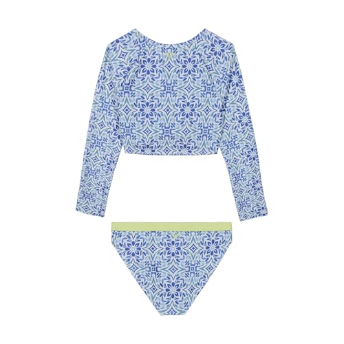 Roxy Girls' 2-Piece Long Sleeve Rashguard Swimsuit Set, UPF 50+ Sun Protection, Quick-Dry Bathing Suit2